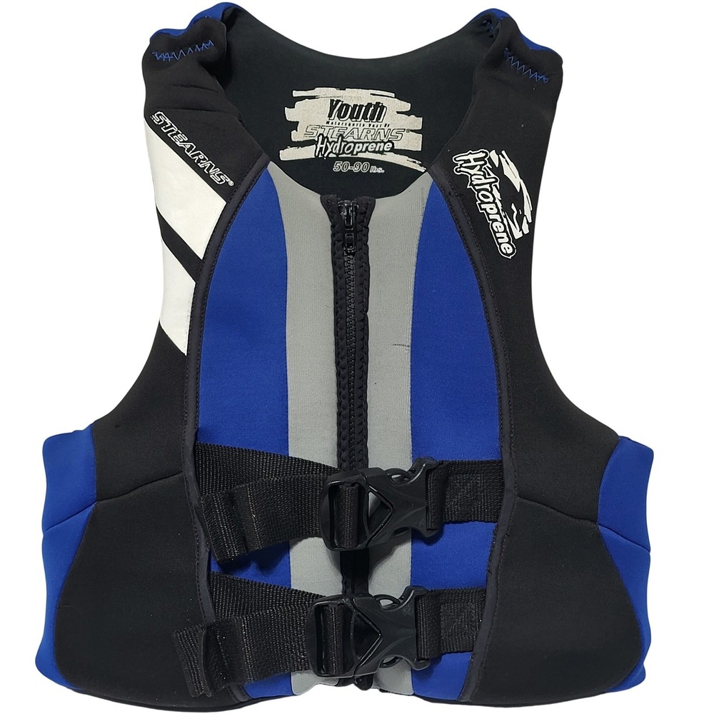 Stearns Youth Hydroprene Life Vest Blue Black 50-90 lbs Type III PFD 29-117